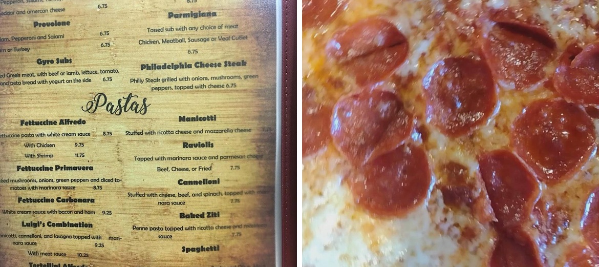 Luigi's Pasta & Pizza Menu